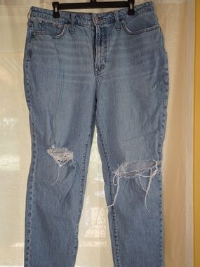 Madewell Light Blue Distressed Straight-Leg Jeans
